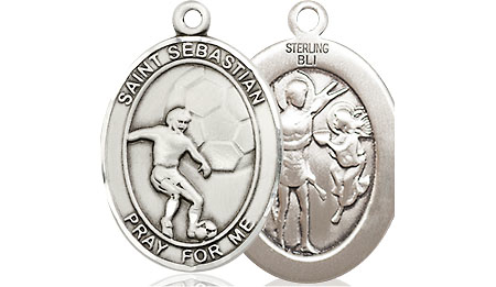 Sterling Silver Saint Sebastian Soccer Medal