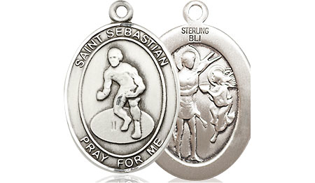 Sterling Silver Saint Sebastian Wrestling Medal