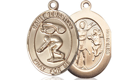 14kt Gold Filled Saint Sebastian Swimming Medal