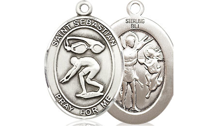 Sterling Silver Saint Sebastian Swimming Medal