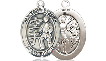 Sterling Silver Saint Sebastian Karate Medal