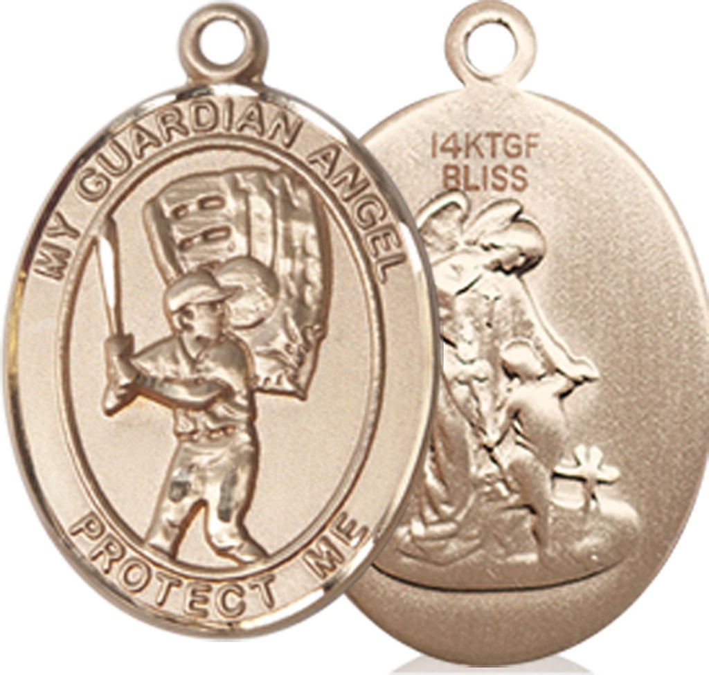 14kt Gold Filled Guardian Angel Baseball Medal