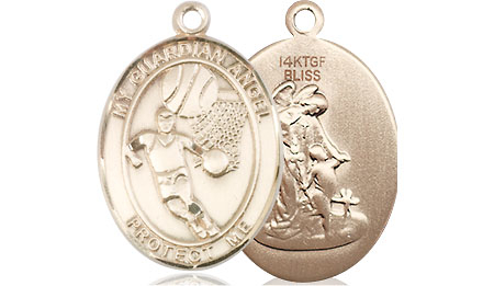 14kt Gold Filled Guardian Angel Basketball Medal