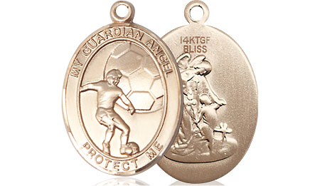 14kt Gold Filled Guardian Angel Soccer Medal