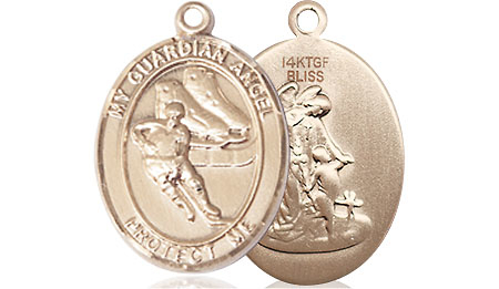 14kt Gold Filled Guardian Angel Hockey Medal