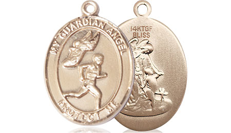 14kt Gold Filled Guardian Angel Track&amp;Field-Men Medal