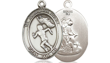 Sterling Silver Guardian Angel Track&amp;Field Medal