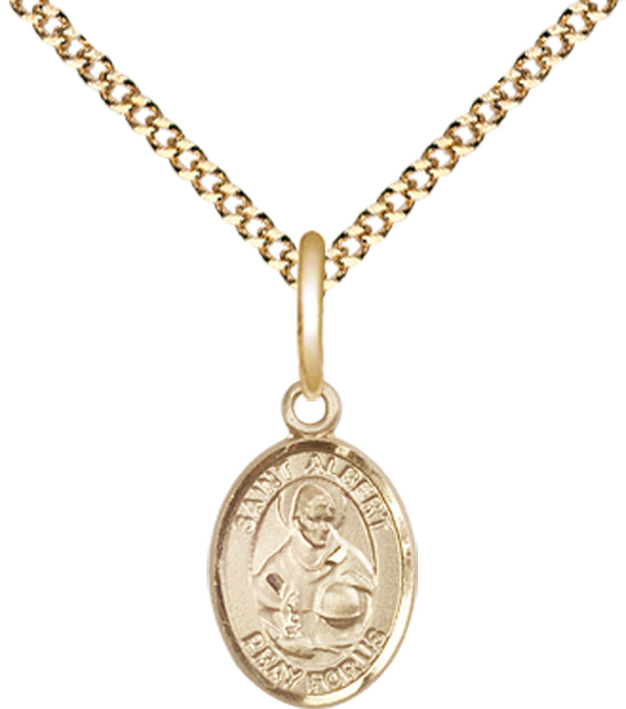 14kt Gold Filled Saint Albert the Great Pendant on a 18 inch Gold Plate Light Curb chain