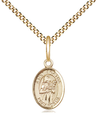 14kt Gold Filled Saint Agatha Pendant on a 18 inch Gold Plate Light Curb chain