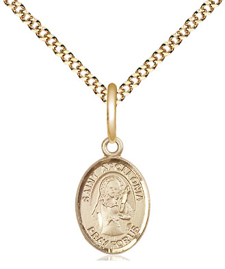 14kt Gold Filled Saint Apollonia Pendant on a 18 inch Gold Plate Light Curb chain