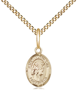 14kt Gold Filled Saint Augustine Pendant on a 18 inch Gold Plate Light Curb chain