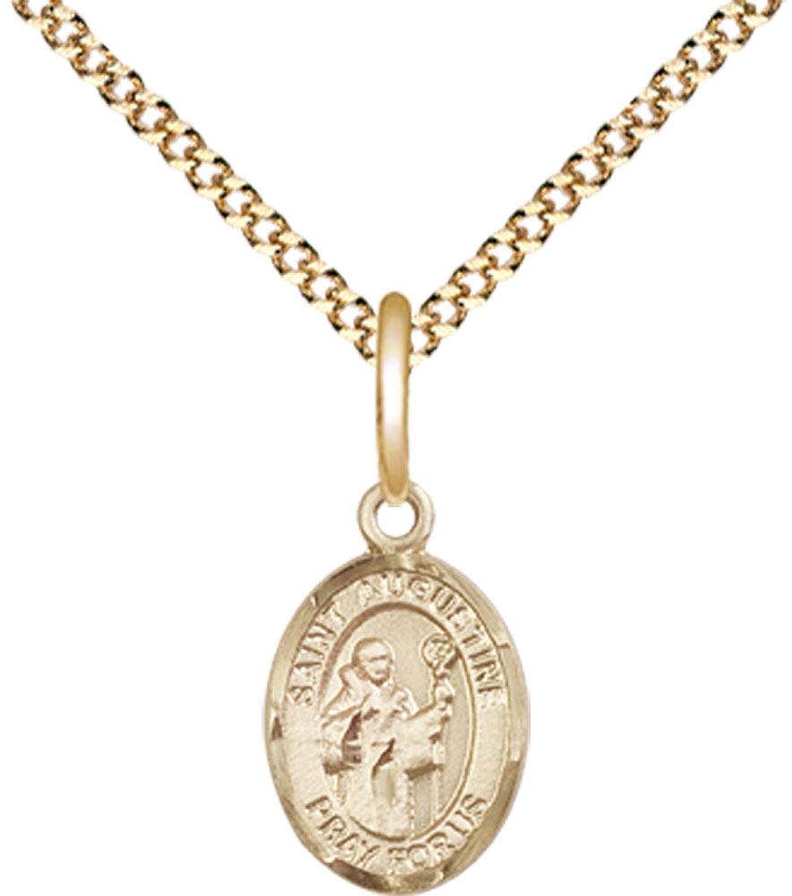 14kt Gold Filled Saint Augustine Pendant on a 18 inch Gold Plate Light Curb chain
