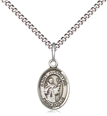 Sterling Silver Saint Augustine Pendant on a 18 inch Light Rhodium Light Curb chain