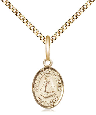 14kt Gold Filled Saint Frances Cabrini Pendant on a 18 inch Gold Plate Light Curb chain