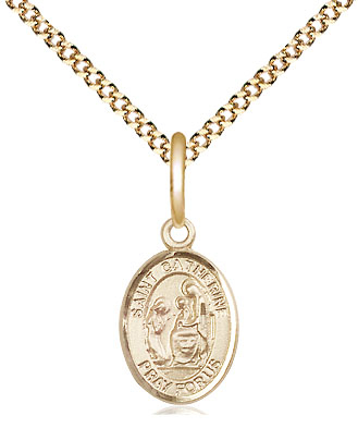 14kt Gold Filled Saint Catherine of Siena Pendant on a 18 inch Gold Plate Light Curb chain