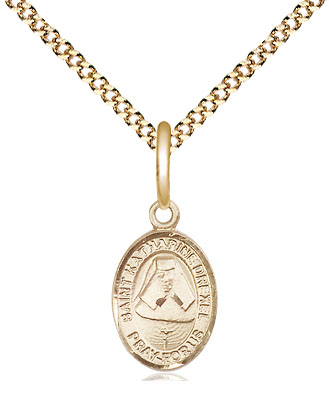 14kt Gold Filled Saint Katharine Drexel Pendant on a 18 inch Gold Plate Light Curb chain