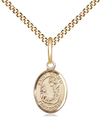 14kt Gold Filled Saint Cecilia Pendant on a 18 inch Gold Plate Light Curb chain