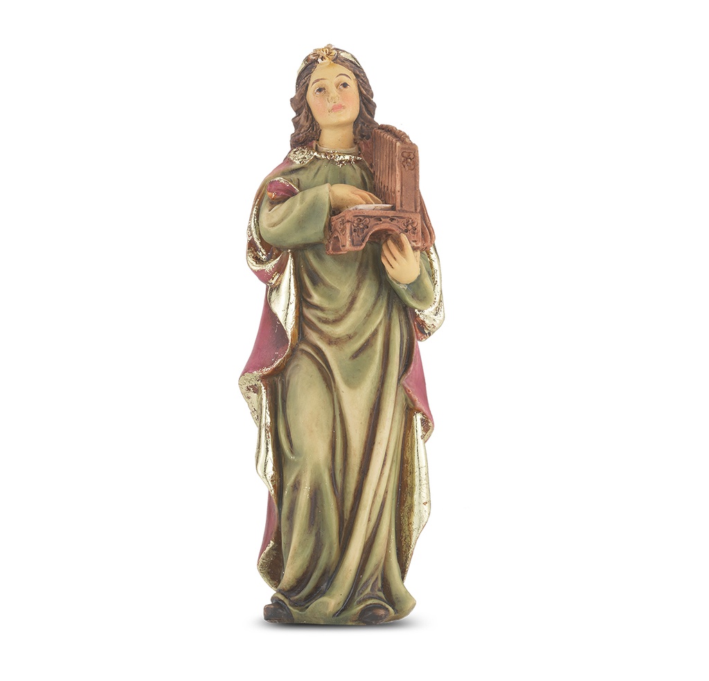 4&quot; Cold Cast Resin Hand Painted Statue of St. Cecilia