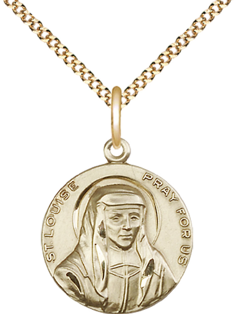 14kt Gold Filled Saint Louise Pendant on a 18 inch Gold Plate Light Curb chain