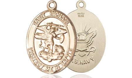 14kt Gold Filled Saint Michael Navy Medal