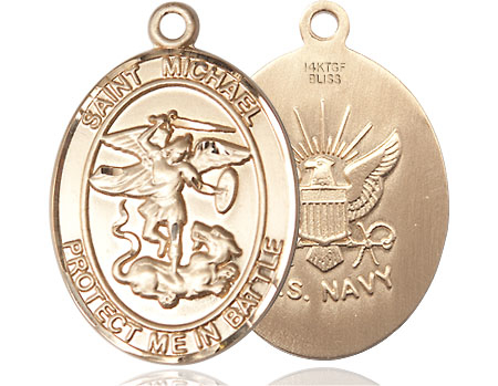 14kt Gold Filled Saint Michael Navy Medal