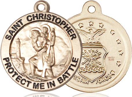 14kt Gold Filled Saint Christopher Air Force Medal