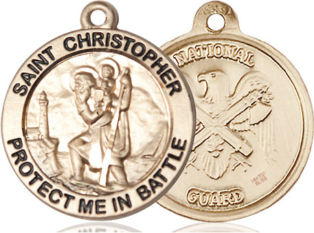 14kt Gold Filled Saint Christopher National Guard Medal