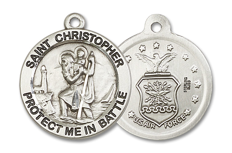 Sterling Silver Saint Christopher Air Force Medal