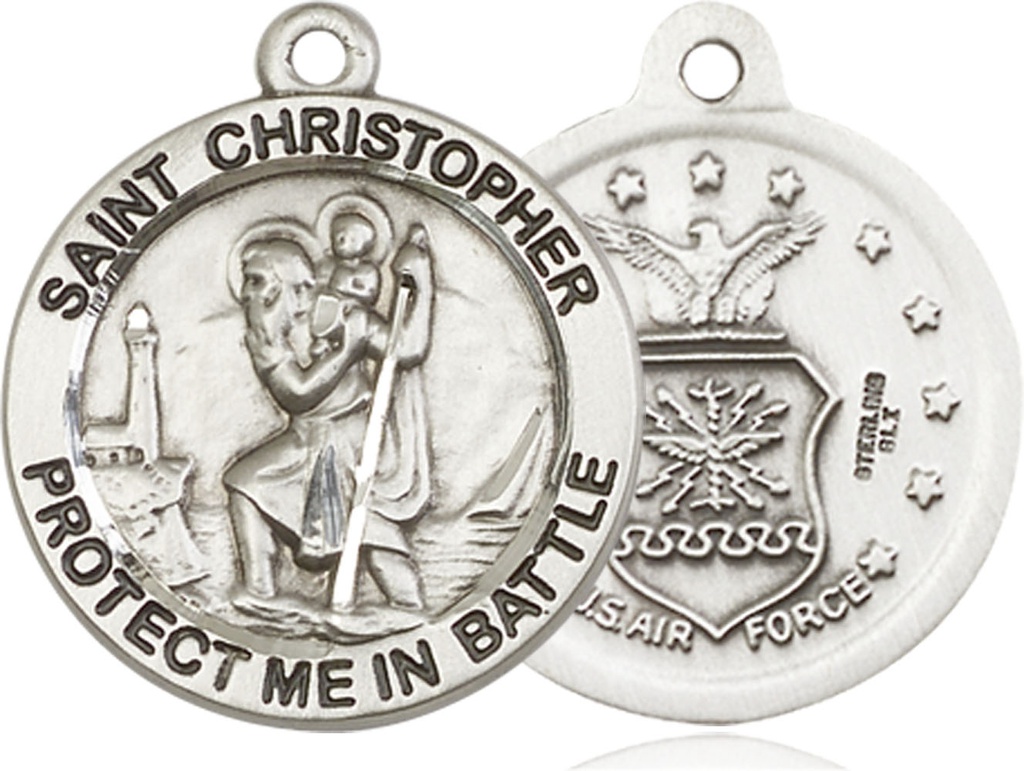 Sterling Silver Saint Christopher Air Force Medal