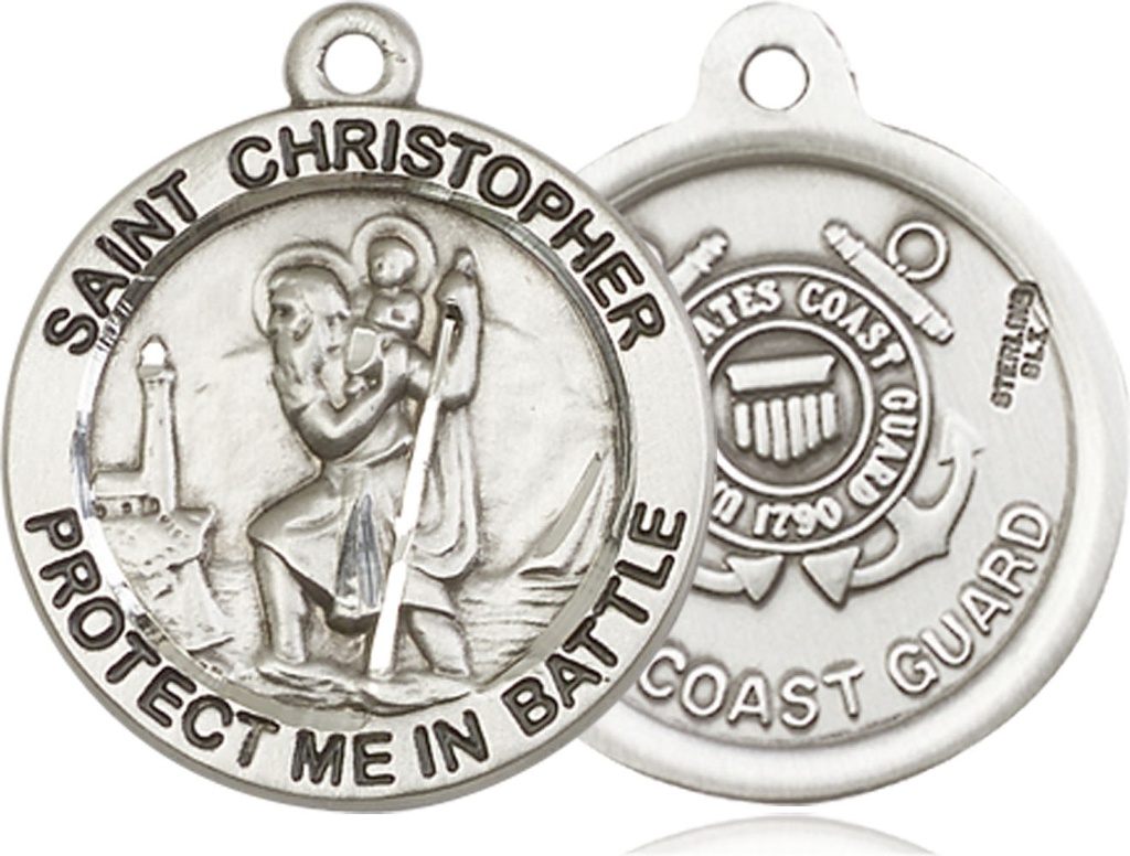Sterling Silver Saint Christopher Coast Guard Medal