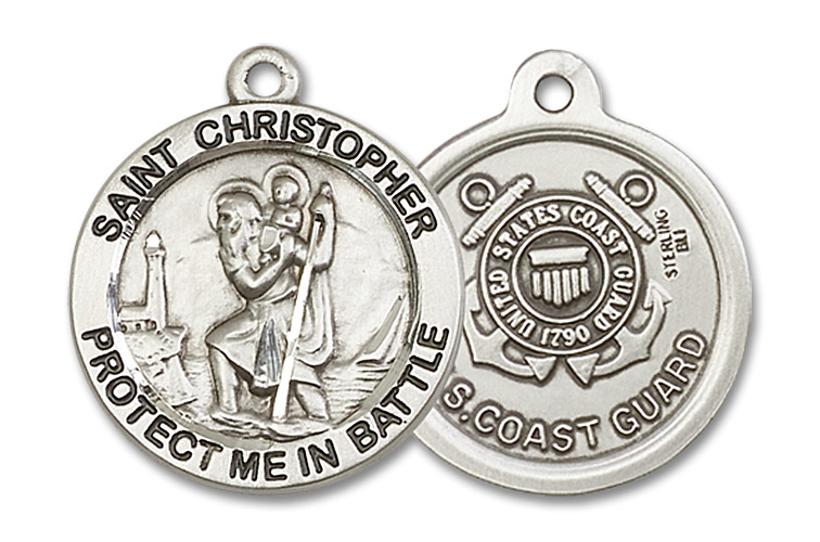 Sterling Silver Saint Christopher Coast Guard Medal