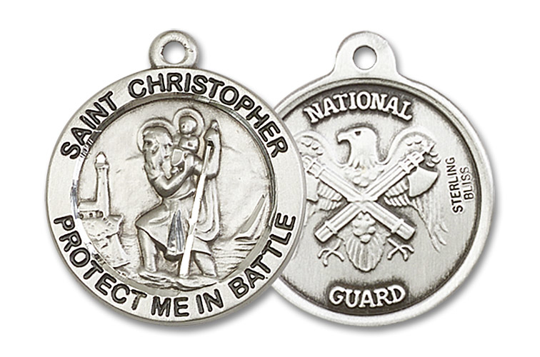 Sterling Silver Saint Christopher National Guard Medal