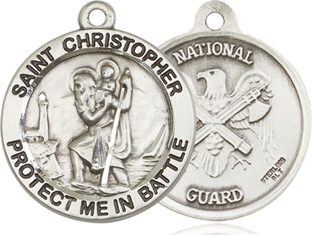 Sterling Silver Saint Christopher National Guard Medal