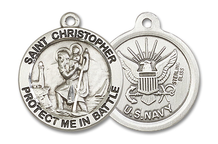 Sterling Silver Saint Christopher Navy Medal