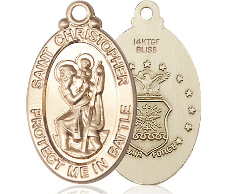 14kt Gold Filled Saint Christopher Air Force Medal