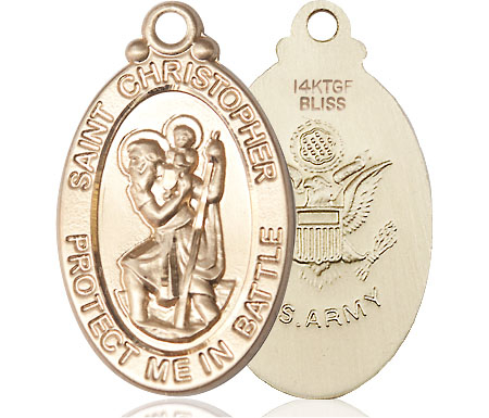 14kt Gold Filled Saint Christopher Army Medal