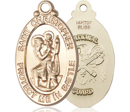 14kt Gold Filled Saint Christopher National Guard Medal