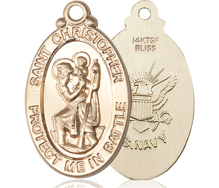 14kt Gold Filled Saint Christopher Navy Medal