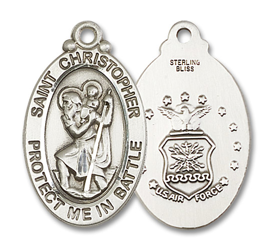 Sterling Silver Saint Christopher Air Force Medal