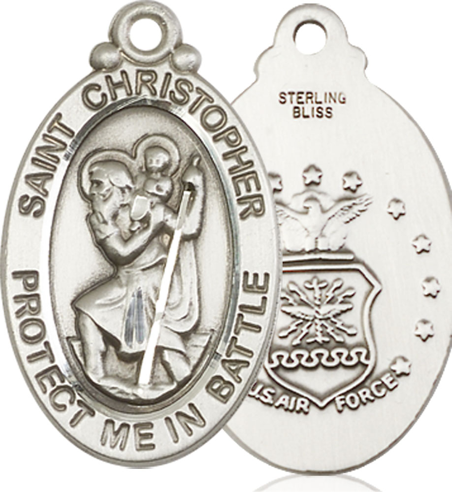 Sterling Silver Saint Christopher Air Force Medal
