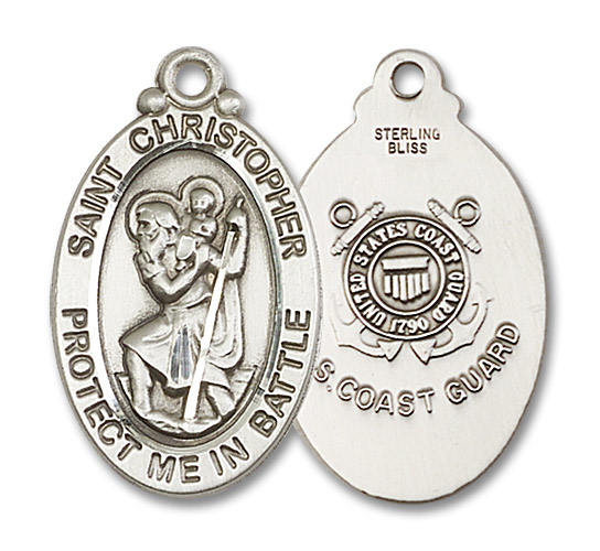 Sterling Silver Saint Christopher Coast Guard Medal