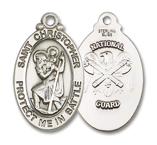 Sterling Silver Saint Christopher National Guard Medal