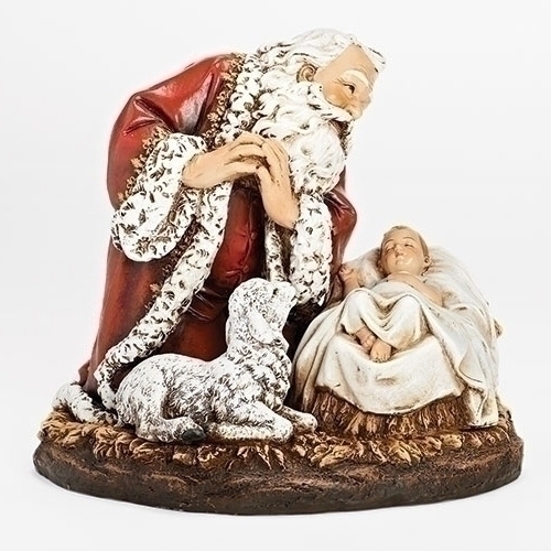 8"Kneeling Santa W/Sleep Babe - Christmas