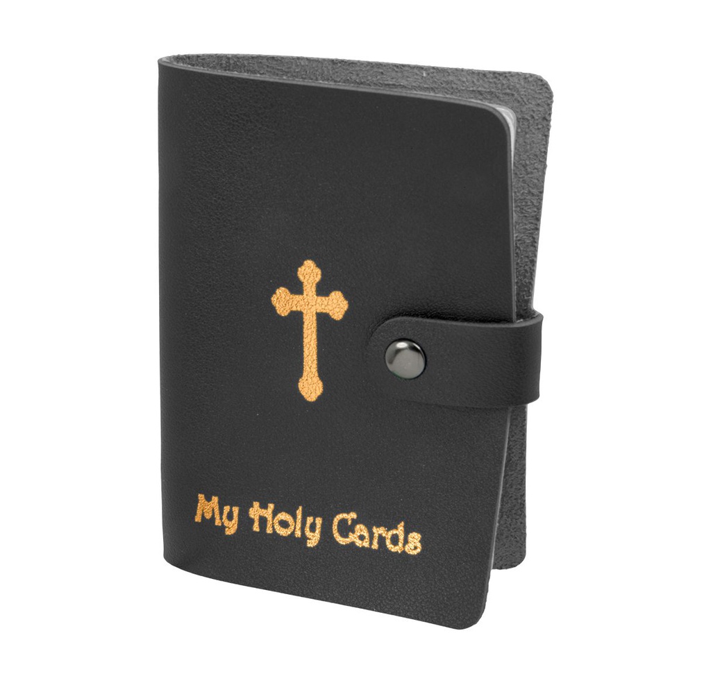 Black Gold Stamped Leatherette Card Holder Holds Up To 20 Card