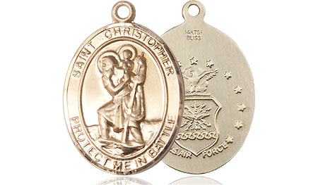 14kt Gold Filled Saint Christopher Air Force Medal