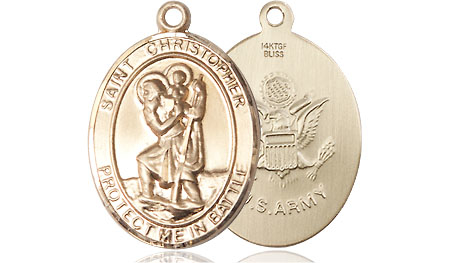 14kt Gold Filled Saint Christopher Army Medal