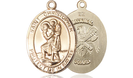 14kt Gold Filled Saint Christopher National Guard Medal