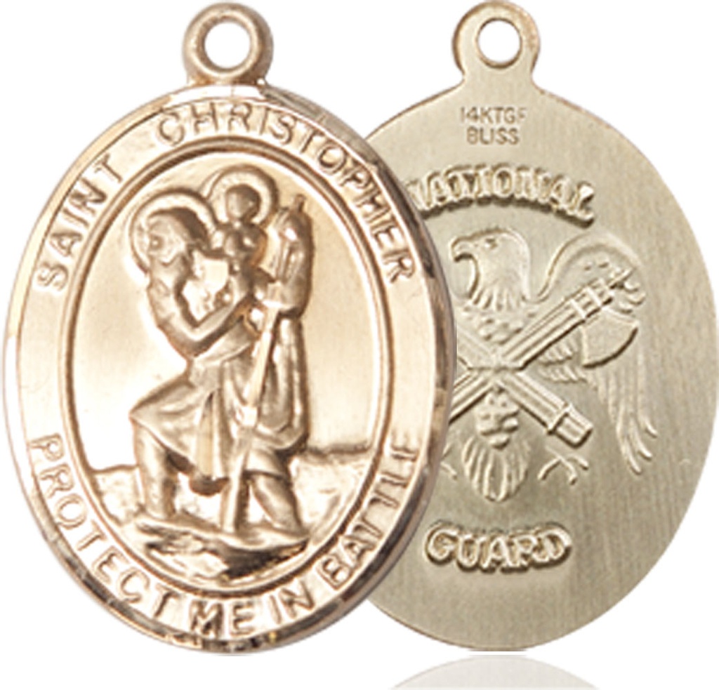 14kt Gold Filled Saint Christopher National Guard Medal