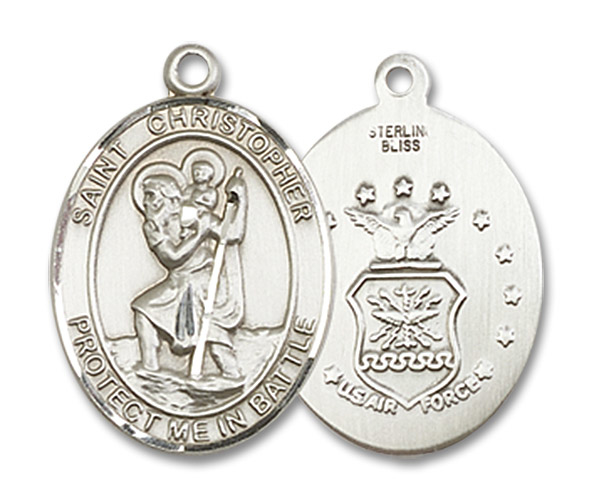 Sterling Silver Saint Christopher Air Force Medal