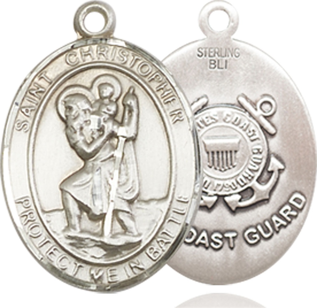 Sterling Silver Saint Christopher Coast Guard Medal